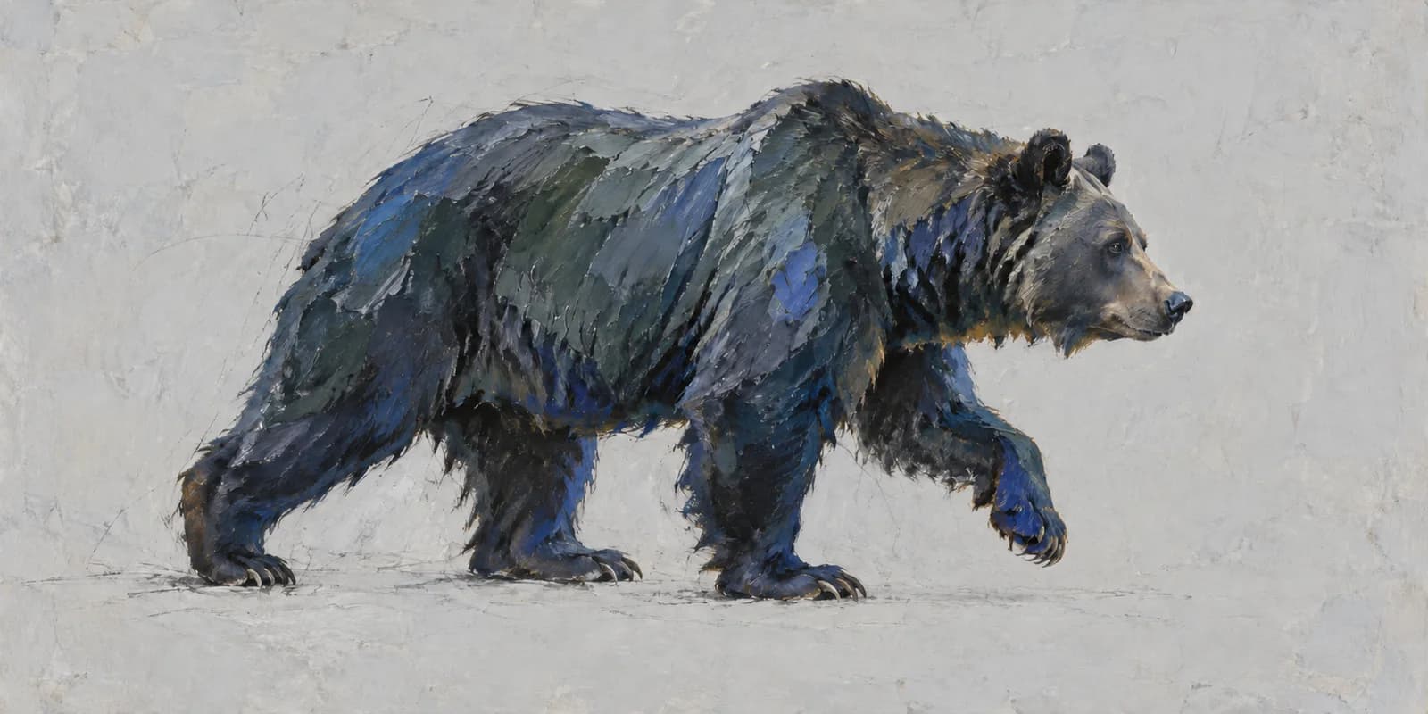 Bear drawing with its front paw lifted